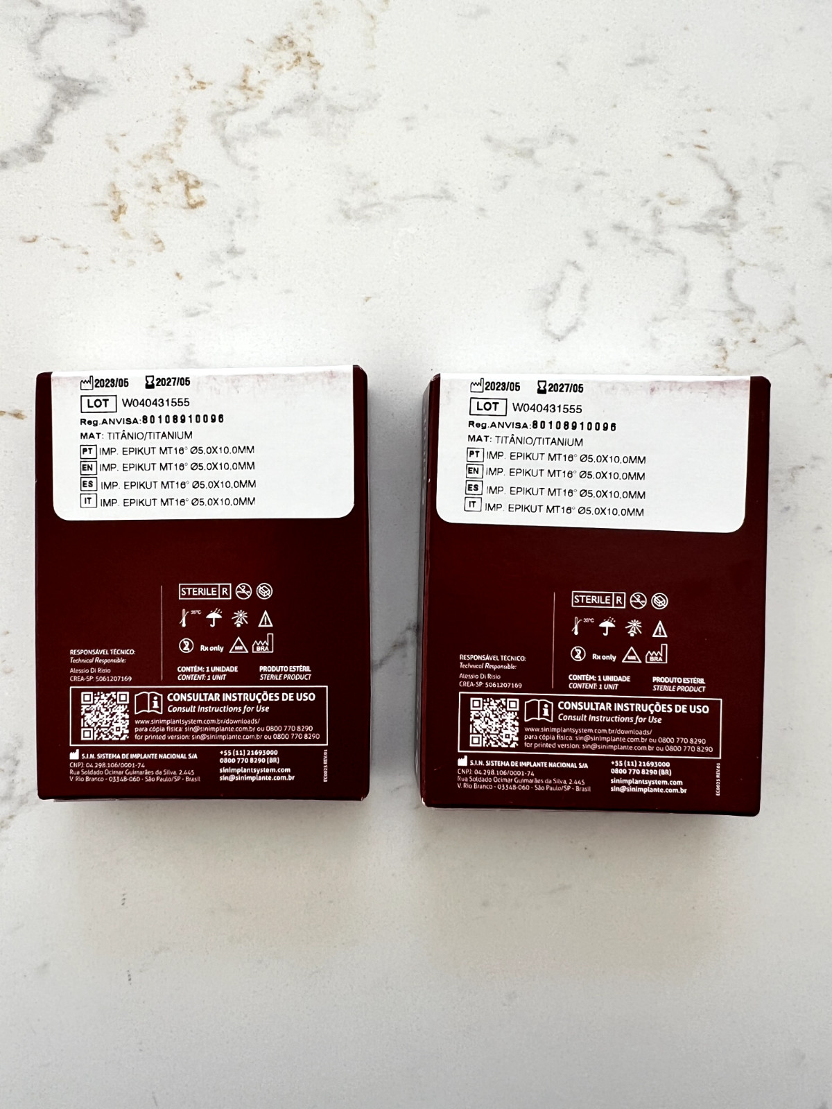 2 S.I.N. Epikut s Dental Implant REF ILM 5010 SIZE 05,0X10,0MM