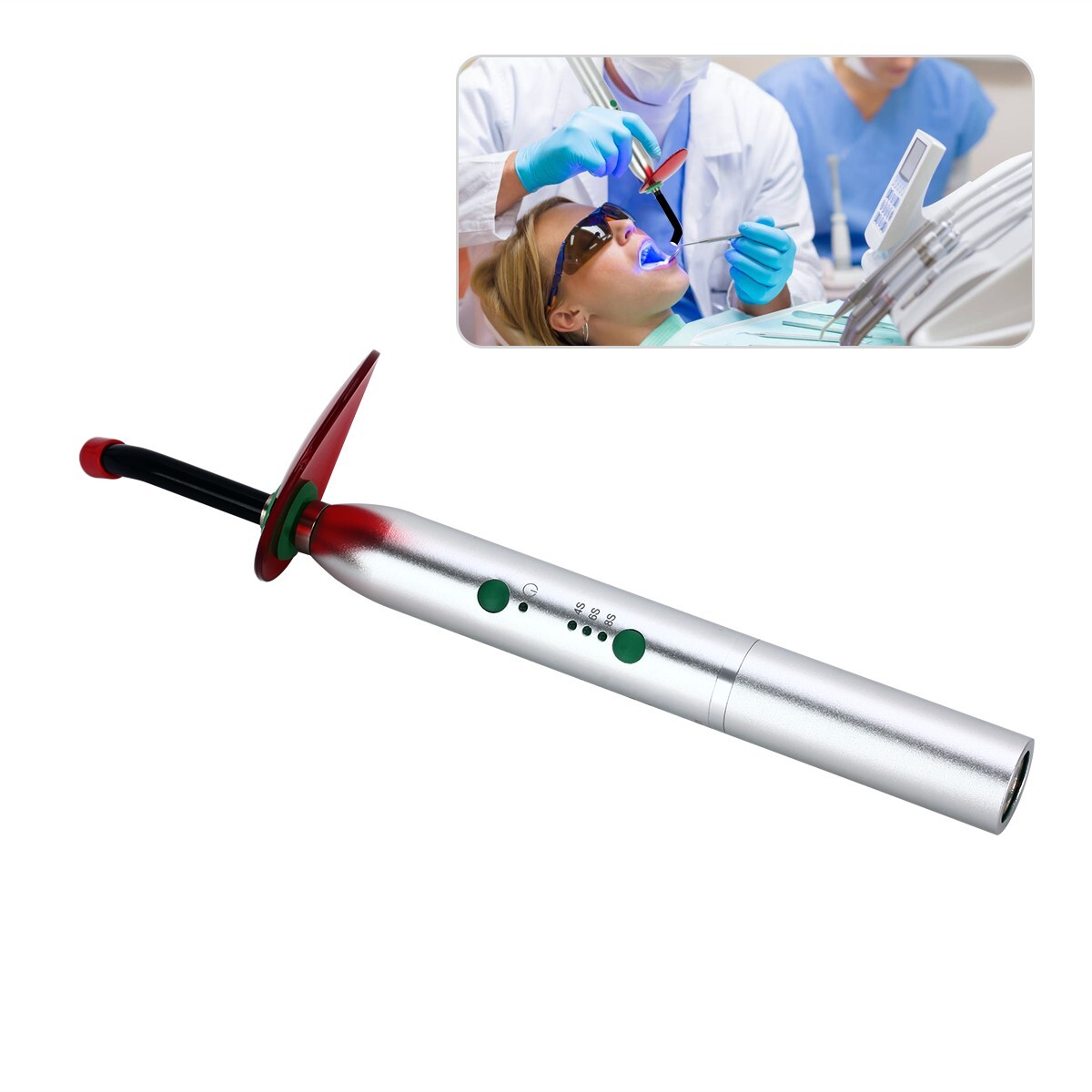 AZDENT Dental Wireless LED Curing Light Resin Cure Lamp 2700mw/c㎡ Silver