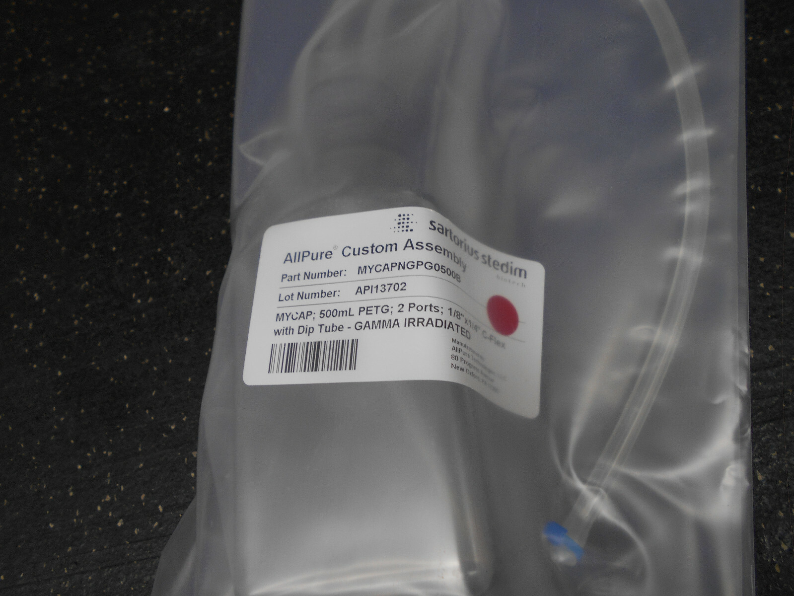 SARTORIUS MYCAPCPPG0500B 500ML 1/8″ x 1/4″ C-FLEX W/ DIP TUBE PETG BOTTLE
