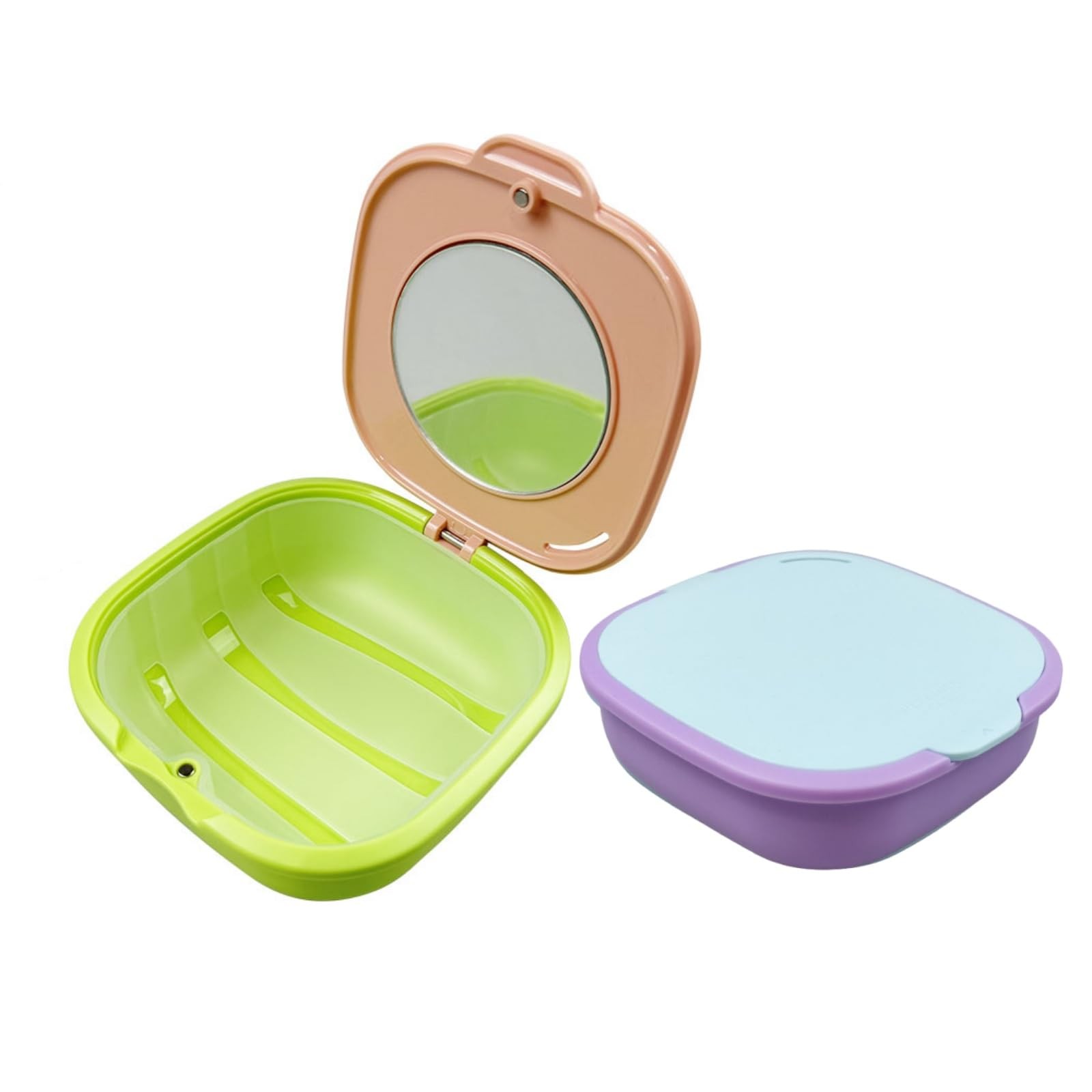 SENLIN DENTAL 2pcs Orthodontic Retainer Case with Mirror Vent Holes, Slim AD