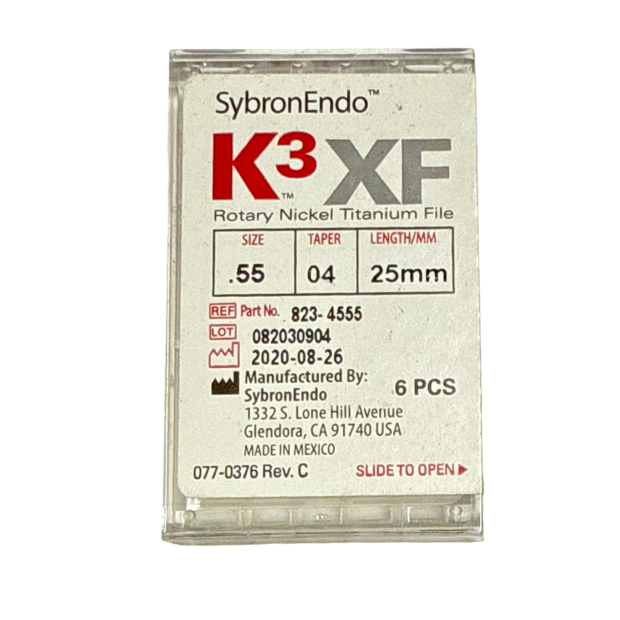 SybronEndo K3 Nickel-Titanium Files NiTi Endo Files K3 .55/04 25mm