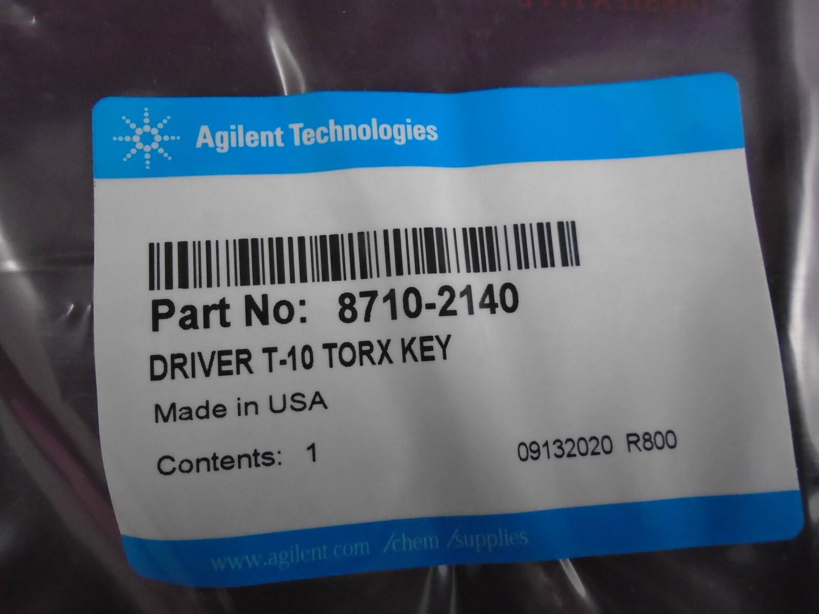 AGILENT Driver T-10 Torx Key L-Wrench Repair Tool 8710-2140 1/Pk