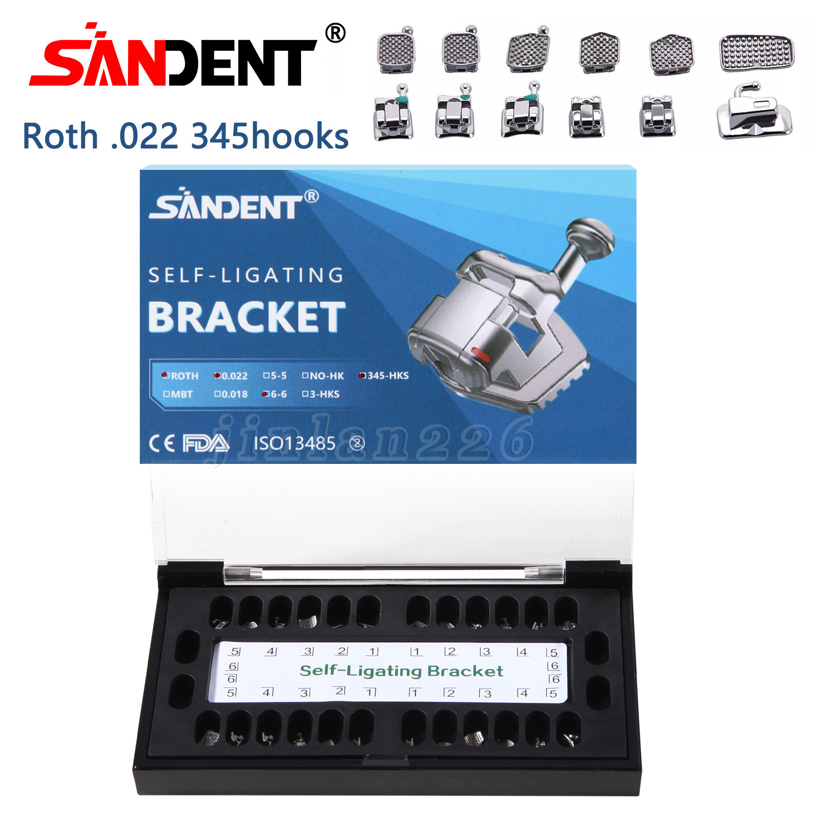 Dental Orthodontic Self-Ligating Brackets Braces Roth 022 Hooks 345&Buccal Tubes