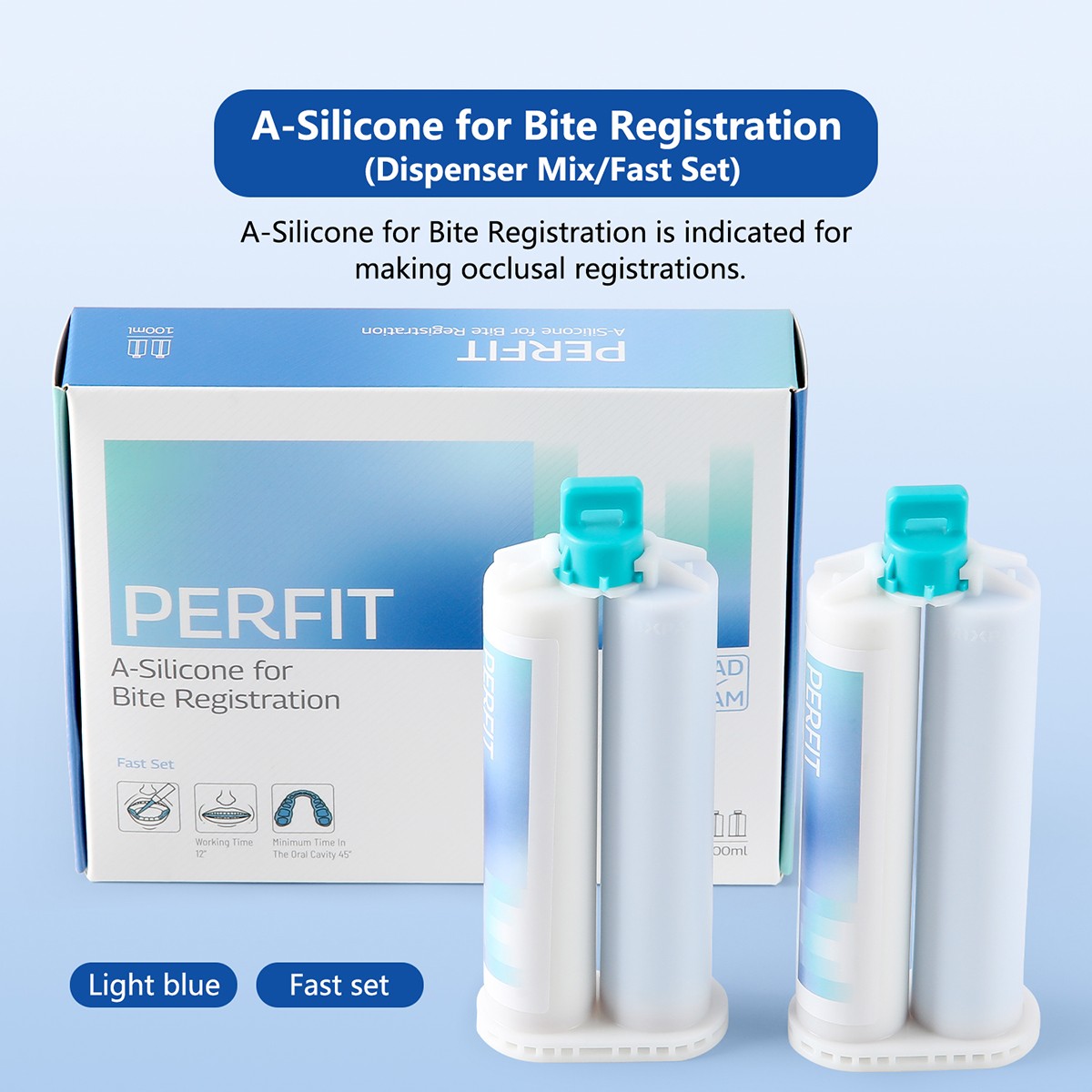 AZDENT 2pcs Dental Bite Registration Material Fast Set 50ML/pcs Mixing Tips
