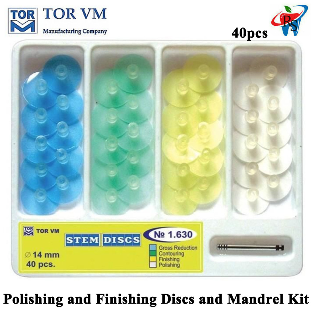 40pcs Dental TOR VM Polishing and Finishing Discs and Mandrel Kit Ø14mm Set