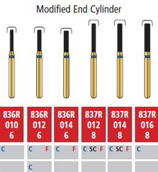Alpen FG #836R.012 Coarse Grit Diamond Bur, Modified Shoulder Cylinder. Package
