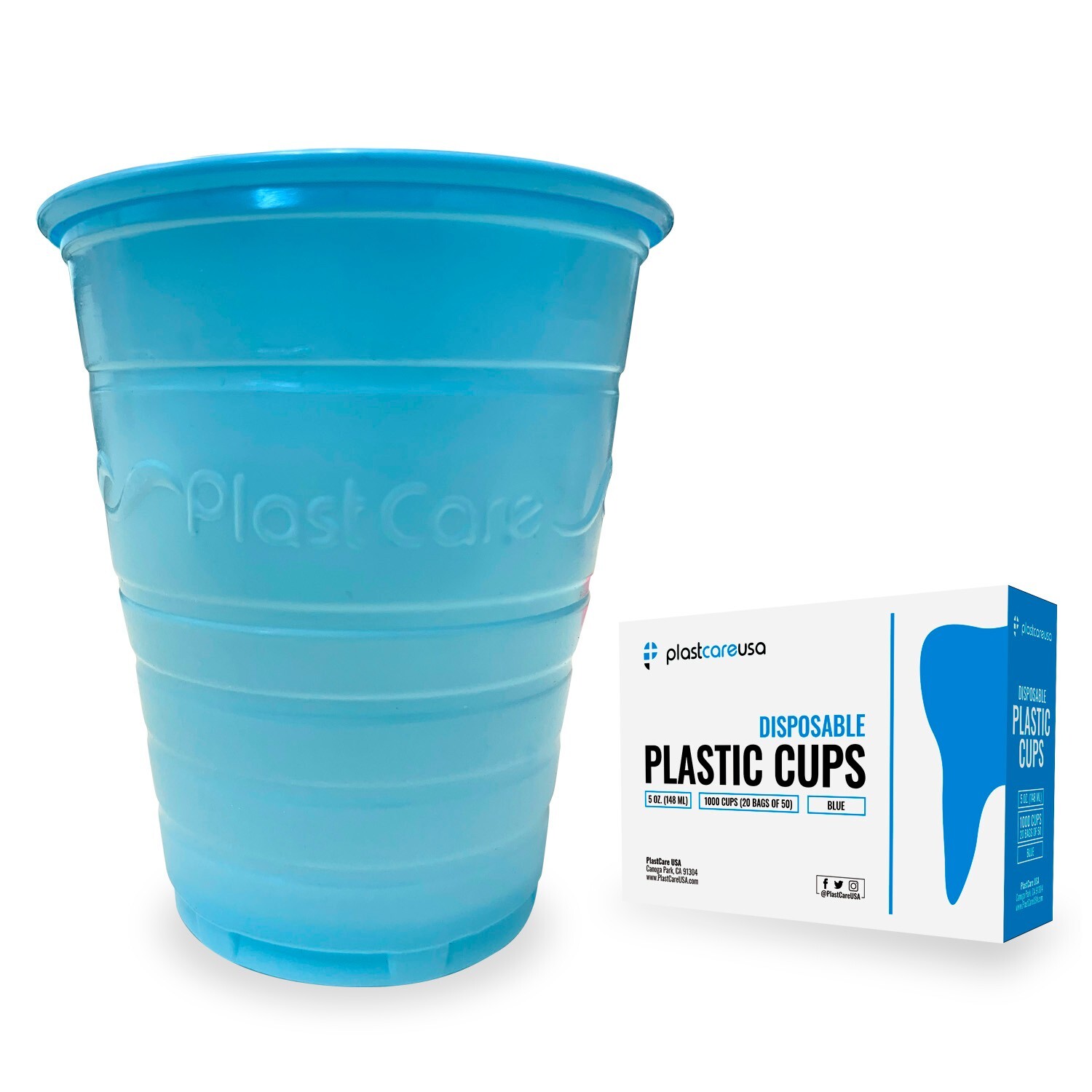 2000 PlastCare USA Blue Dental 5 Oz. Rinse Cups, Disposable Plastic Mouth Wash
