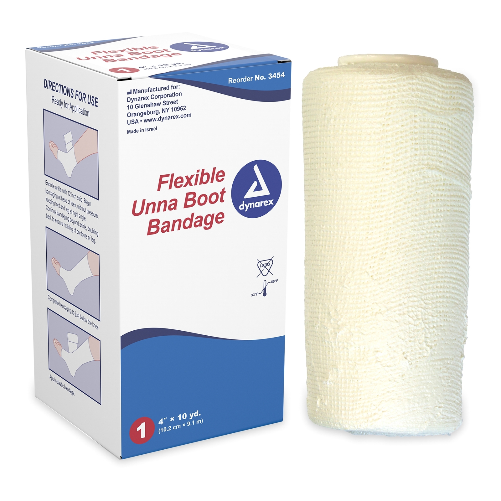 Dynarex Unna Boot Gauze Bandage 4″ X 10 Yd with Zinc Oxide 3454 12 Ct