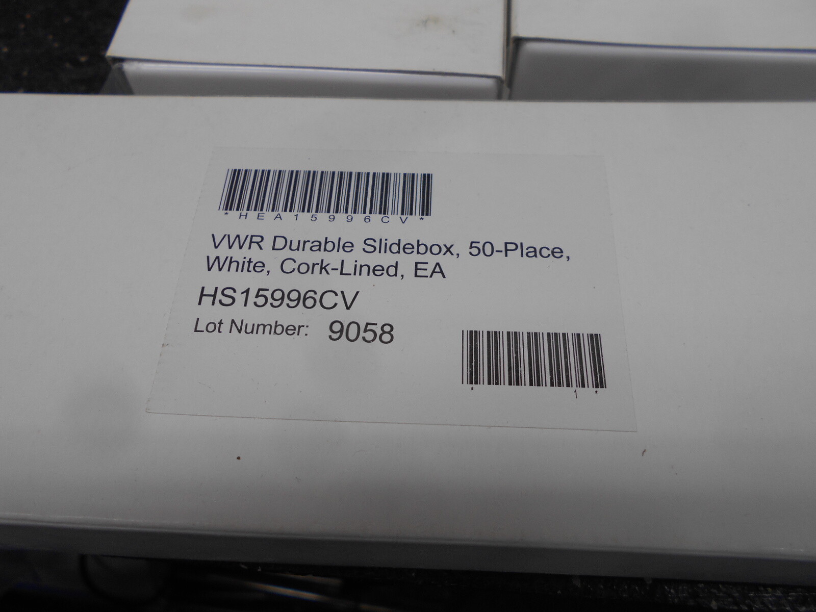 LOT OF 4 VWR HS15996CV 50 PLACE CORK LINED DURABLE SLIDEBOX