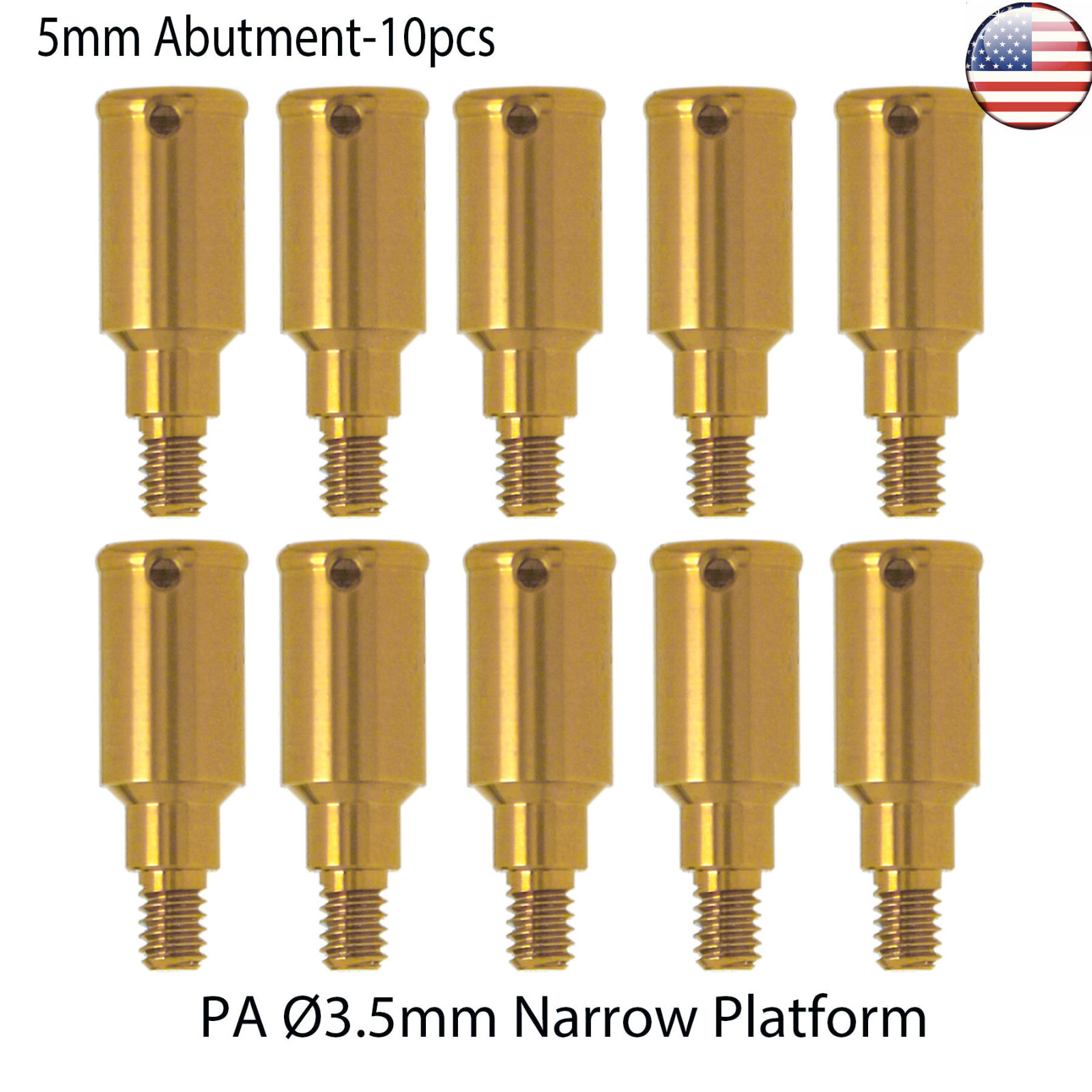 US Dental PAØ3.5mm 5mm Overdenture Abutment fits Zimmer BEGO 3.75, MIS, Adin