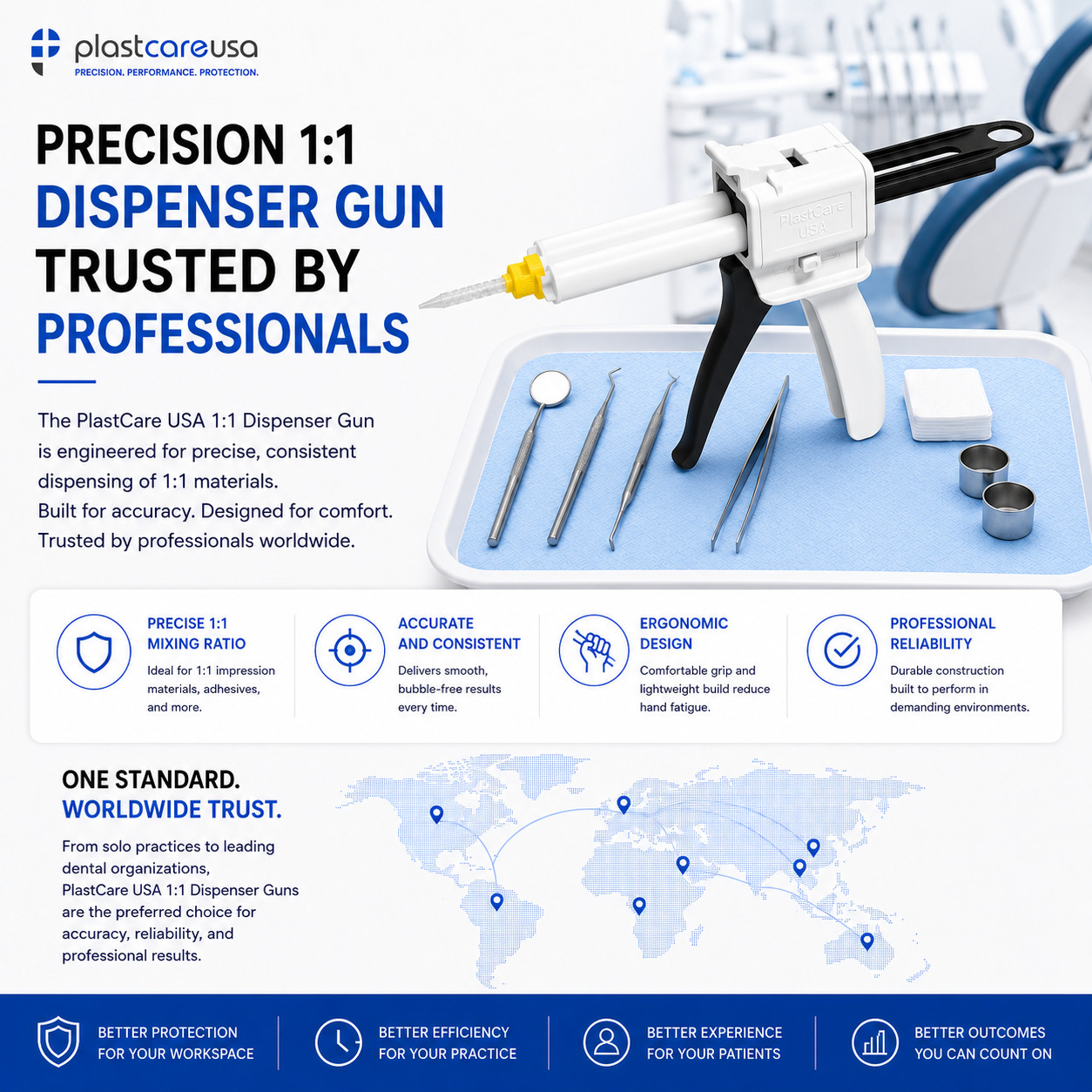 2 X Impression Mixing Gun Cartridge Dispenser VPS PVS Dental Material 1:1/2:1