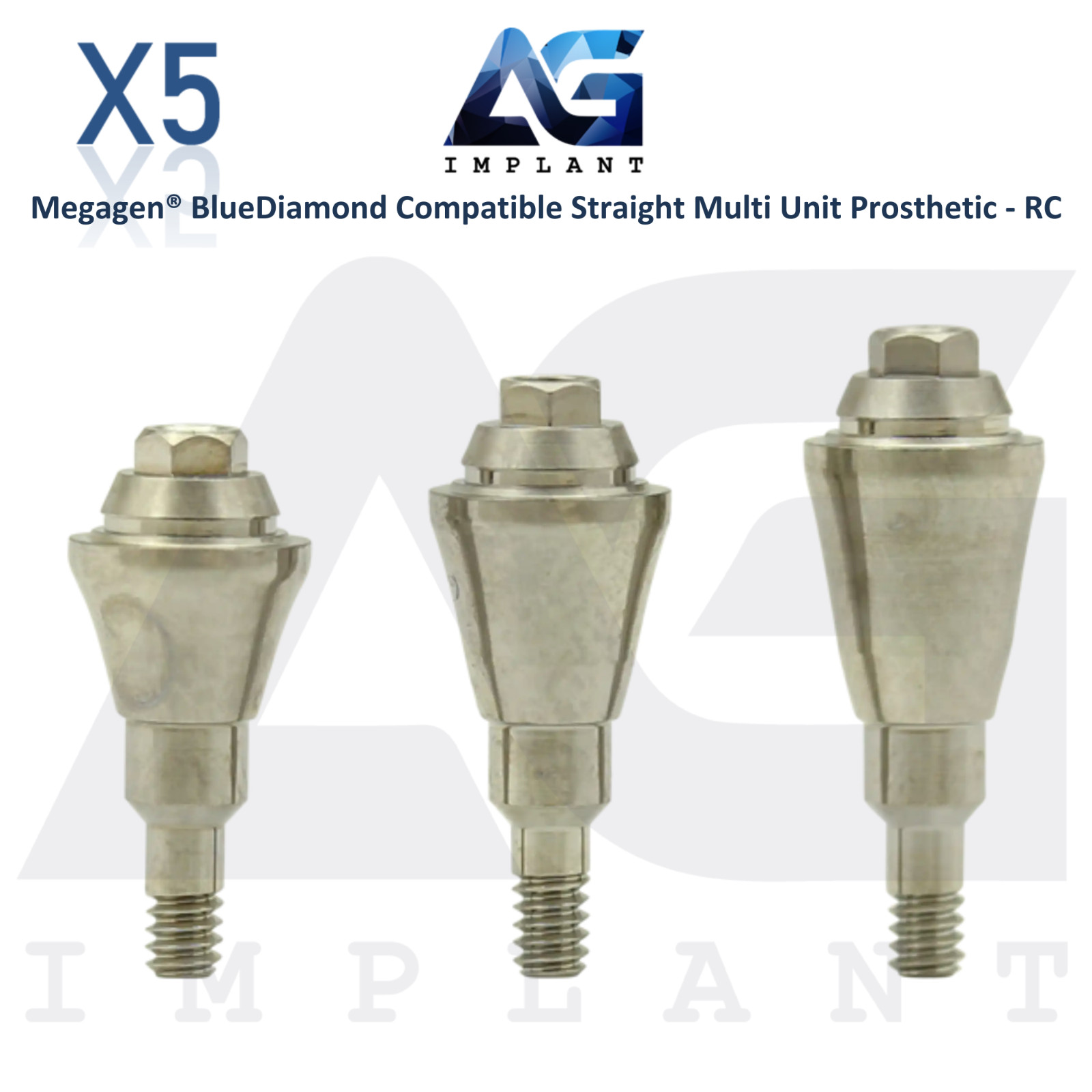 5 Straight Multi Unit Prosthetic RC Compatible with Megagen® BlueDiamond