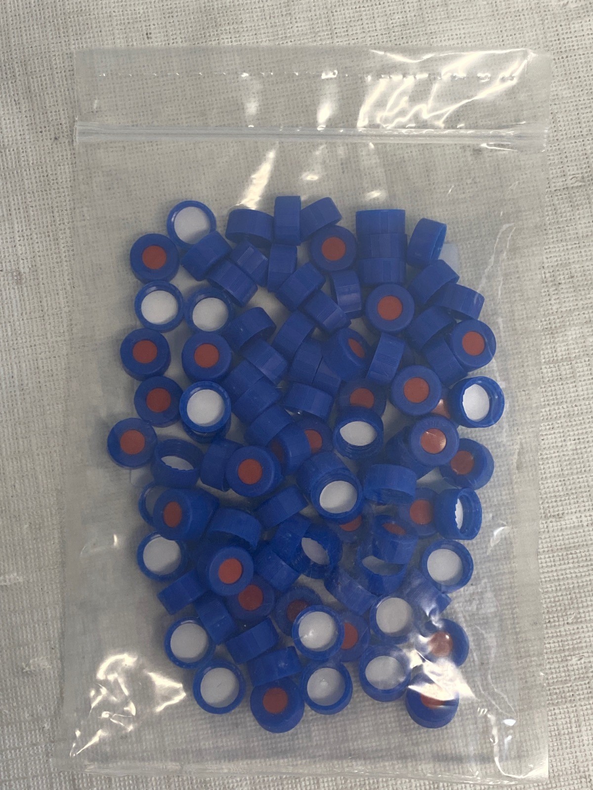 (100) AGILENT Bonded Blue Screw Caps PP 9-425 PTFE Red Silicone Septa 5190-7024