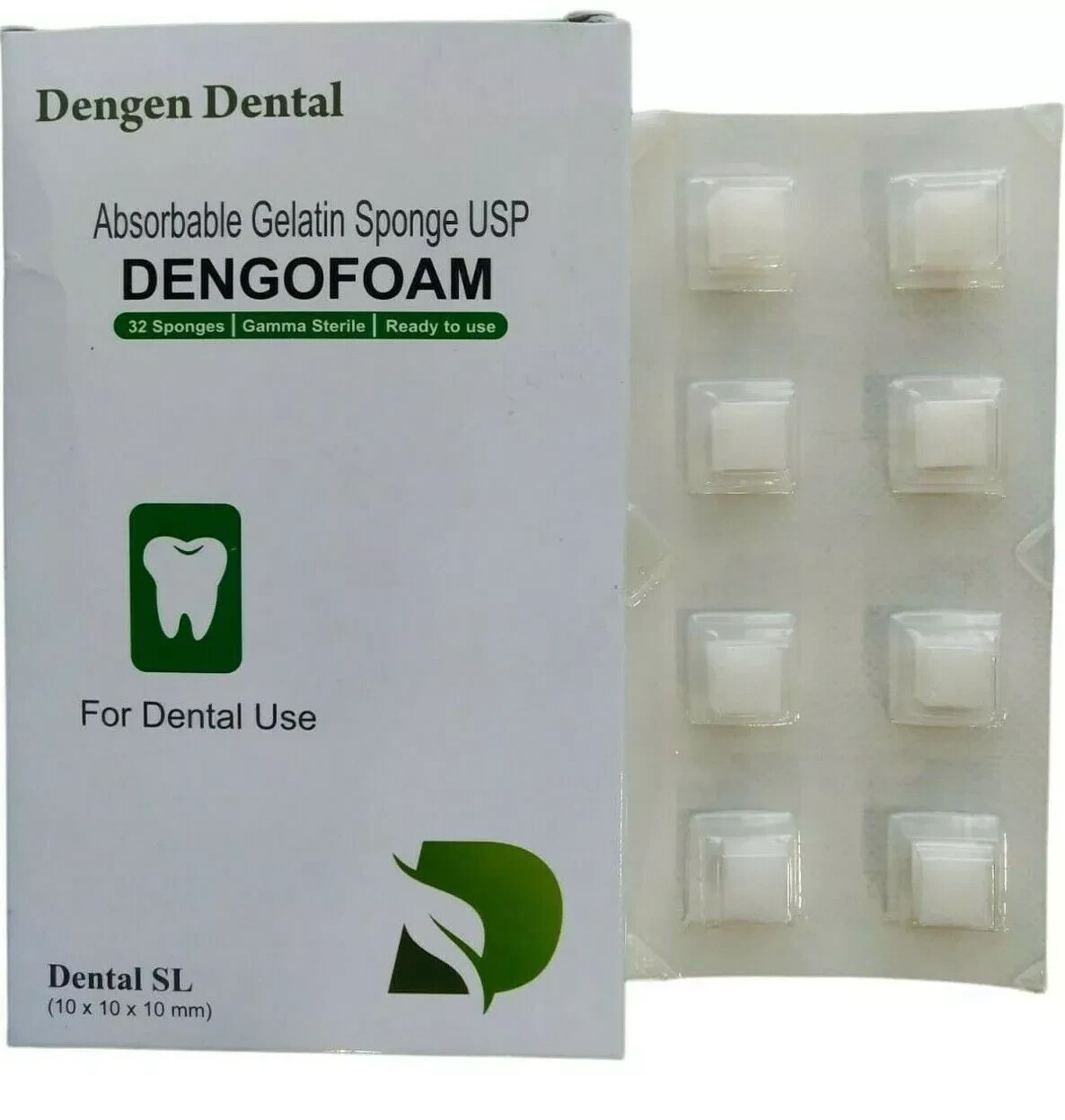 10 X Dengen Dengofoam Absorbable Gelatin Sponge USP 32 Sponge 10x10x10mm