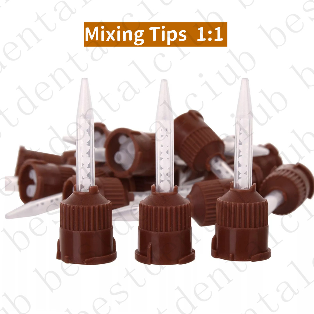 100Pcs Dental HP Mixing Tips For Temporary Cement Impression Material Brown 1:1