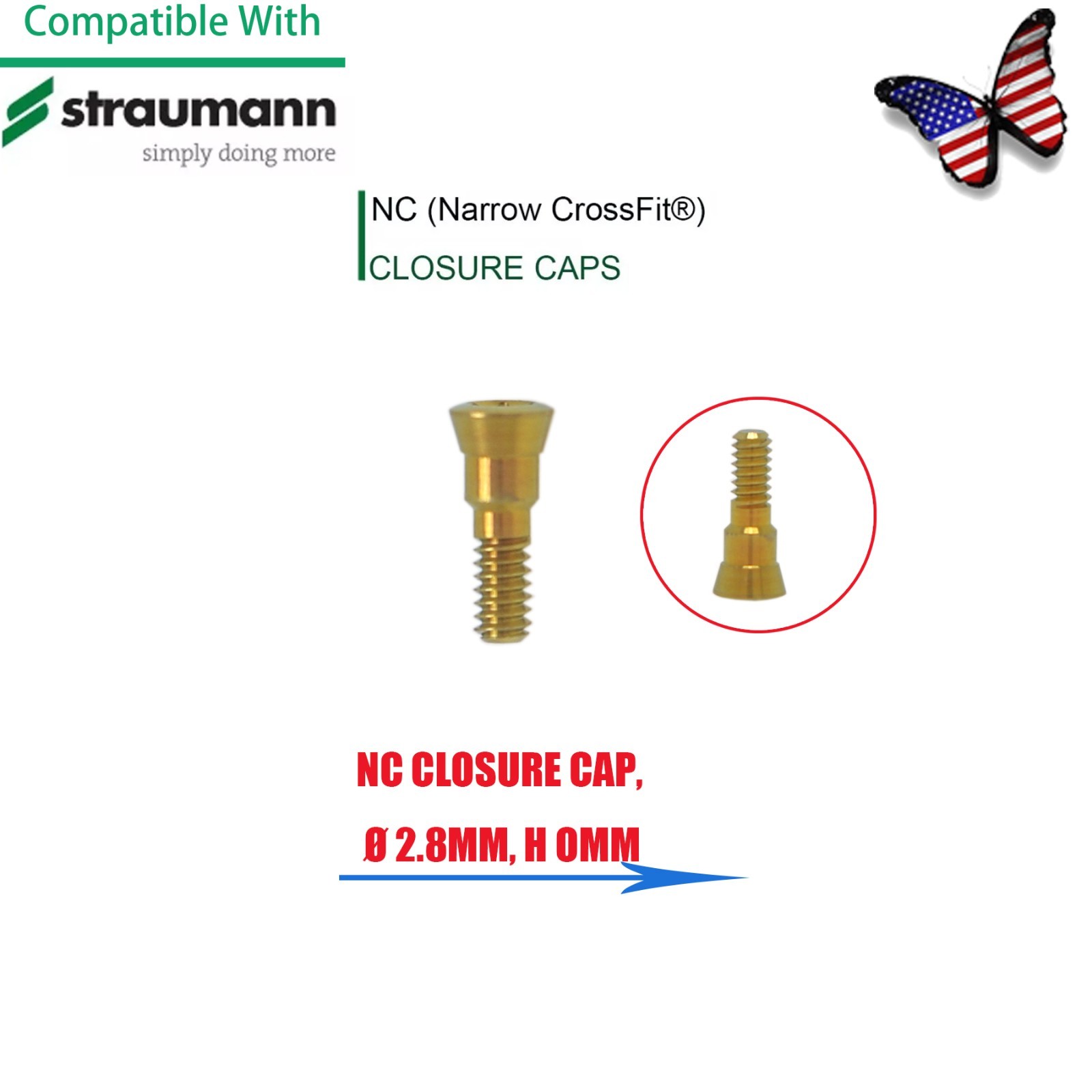 Dental NC Healing Abutment & Closure Cover Screw Straumann Bone Level BLT Ø3.3