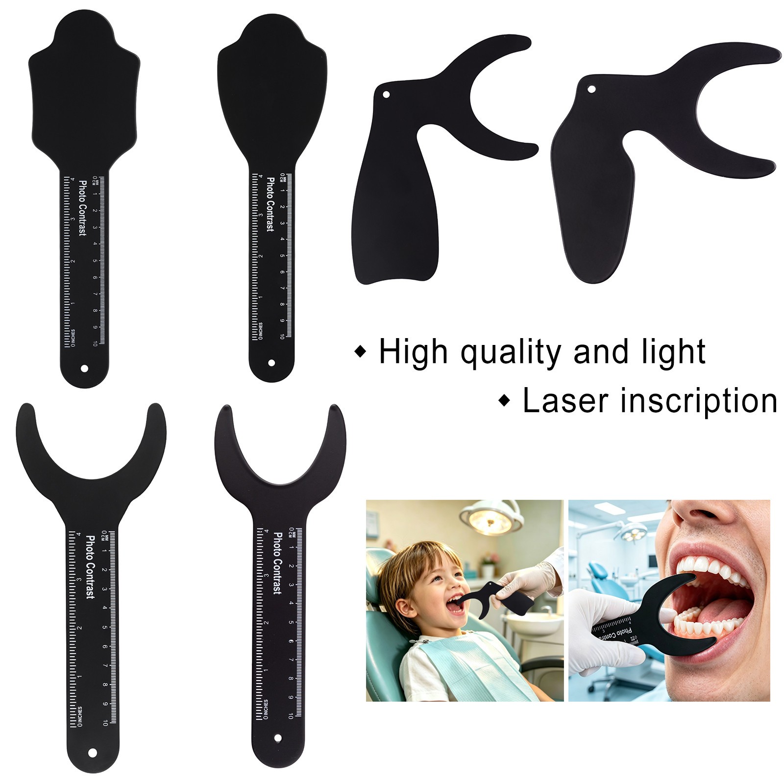 6PCS Autoclavable Dental Orthodontic Photo Contrast Black Background Photography