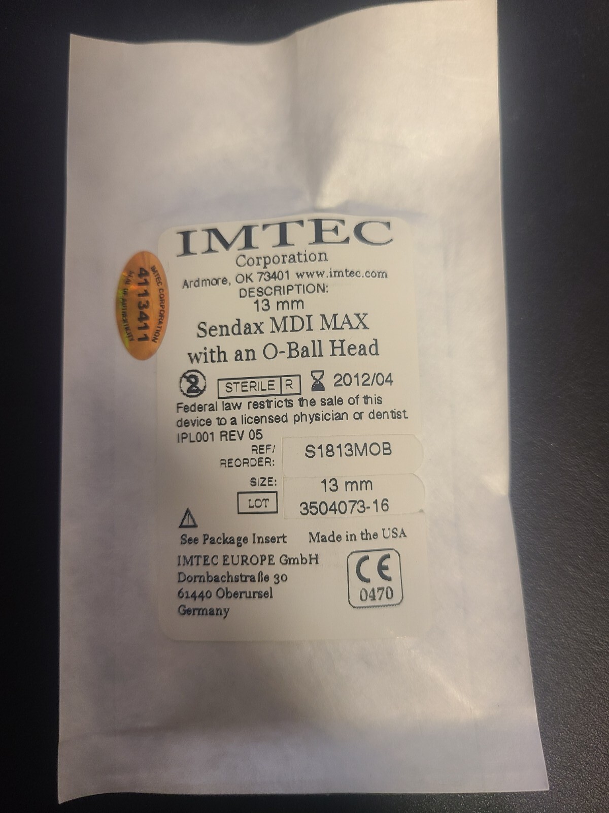 IMTEC Sendax MDI Max with O-Ball Heads 13mm Each