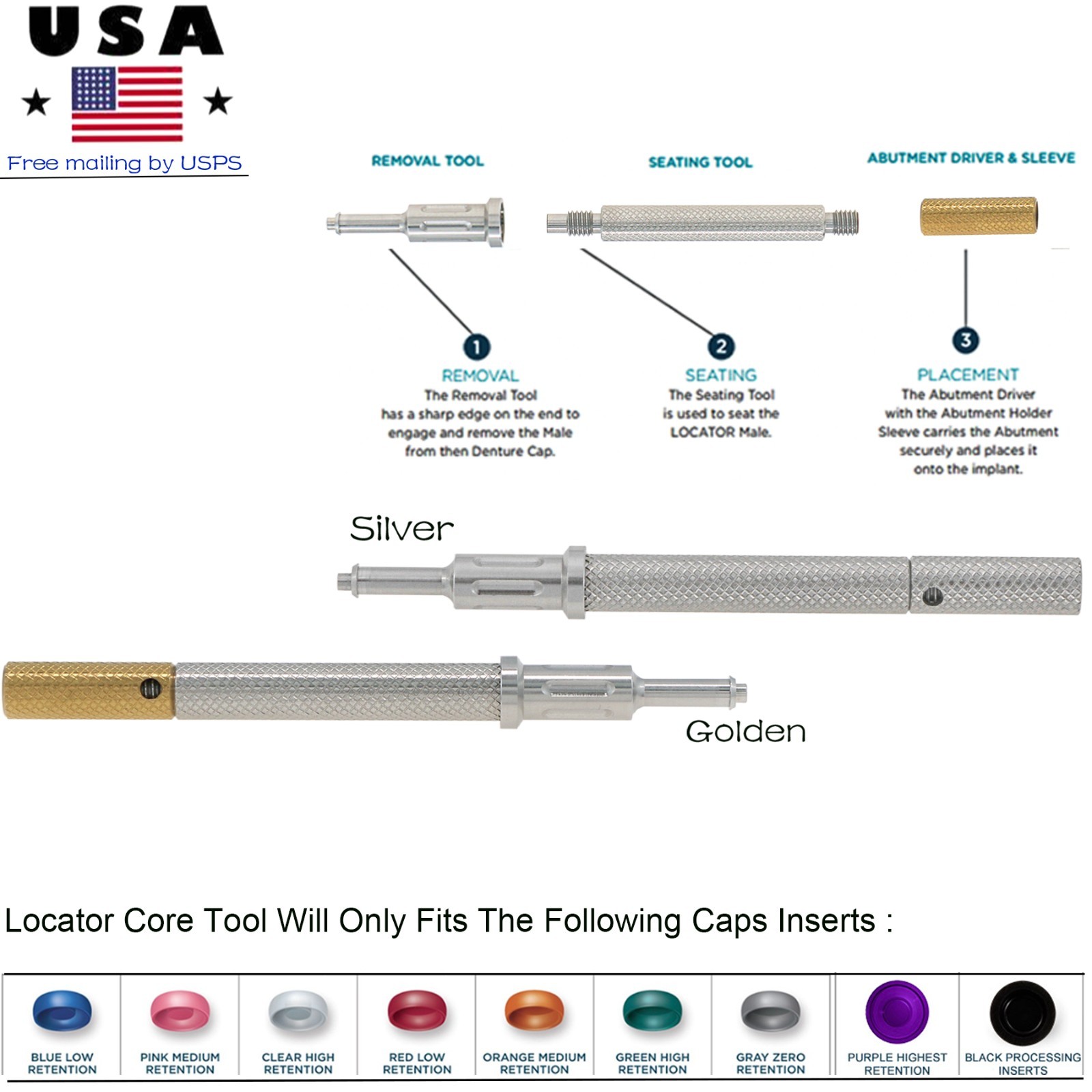 Overdenture Locator Abutment Fits Hiossen/Zimmer TSV/Nobel/Bego/Mis CC-Hex Plat
