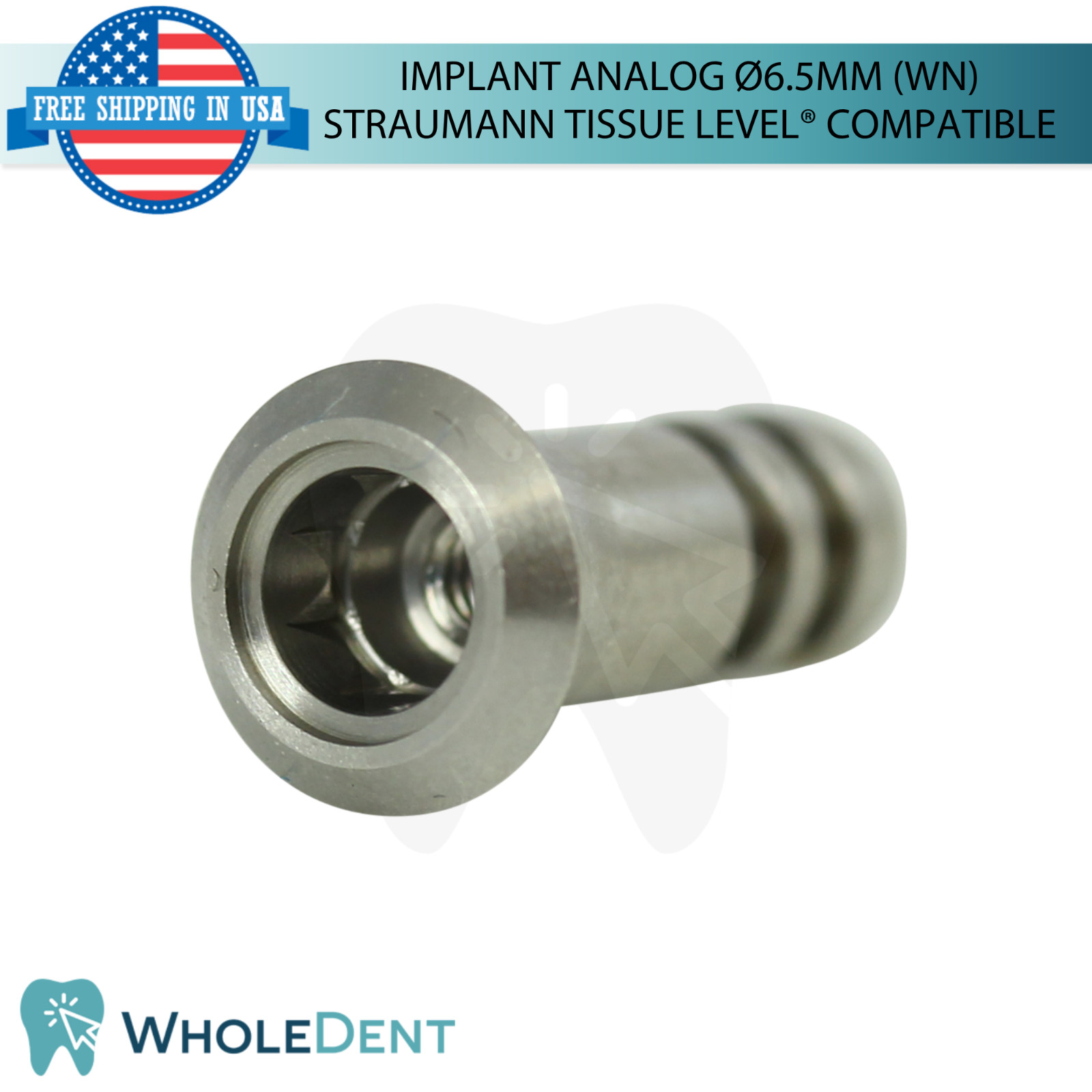 1x Dental Fixture Analog Ø6.5mm Wide Straumann Tissue Level® Compatible WN