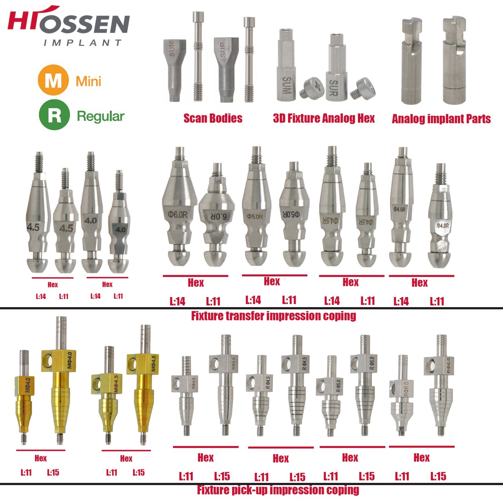 Hiossen/Nobel/Straumann Dental Implant Posts Healing & Locator Abutments Caps