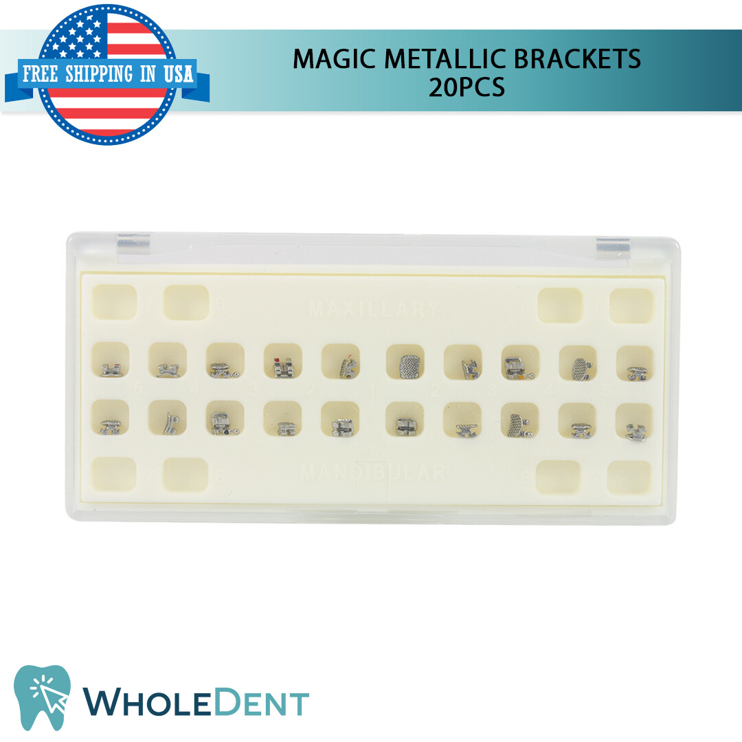Orthodontic Dental Mini Metal Brackets Hook Twin Braces Kit MBT Magic 20pcs
