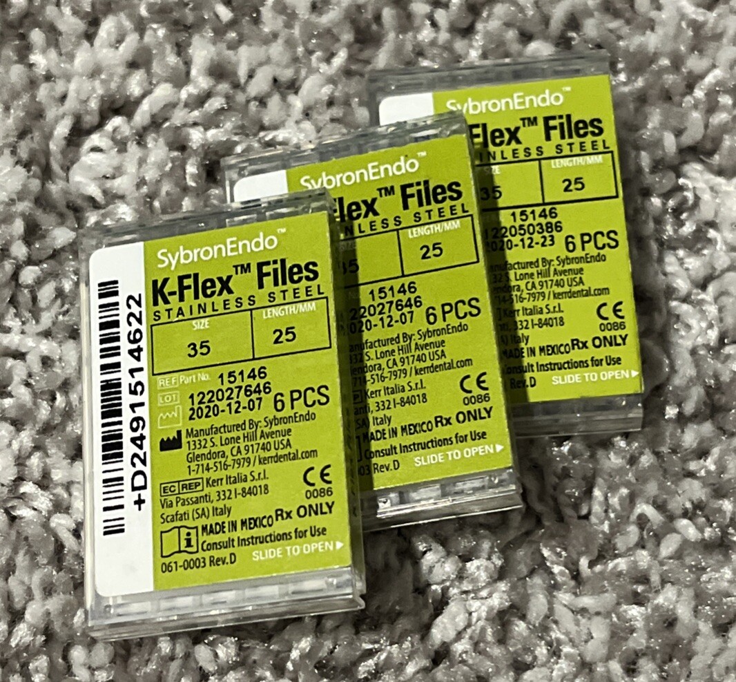 Kerr SybronEndo Dental Size 35 25mm Stainless Steel K-files (18 files)