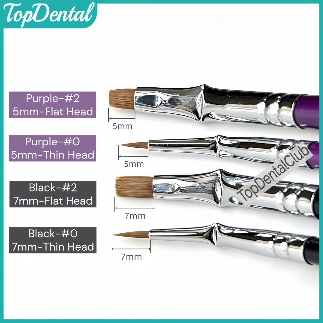 Dental Curved Brush Pens Composite Resin Nylon Pen Posterior Teeth Restoration