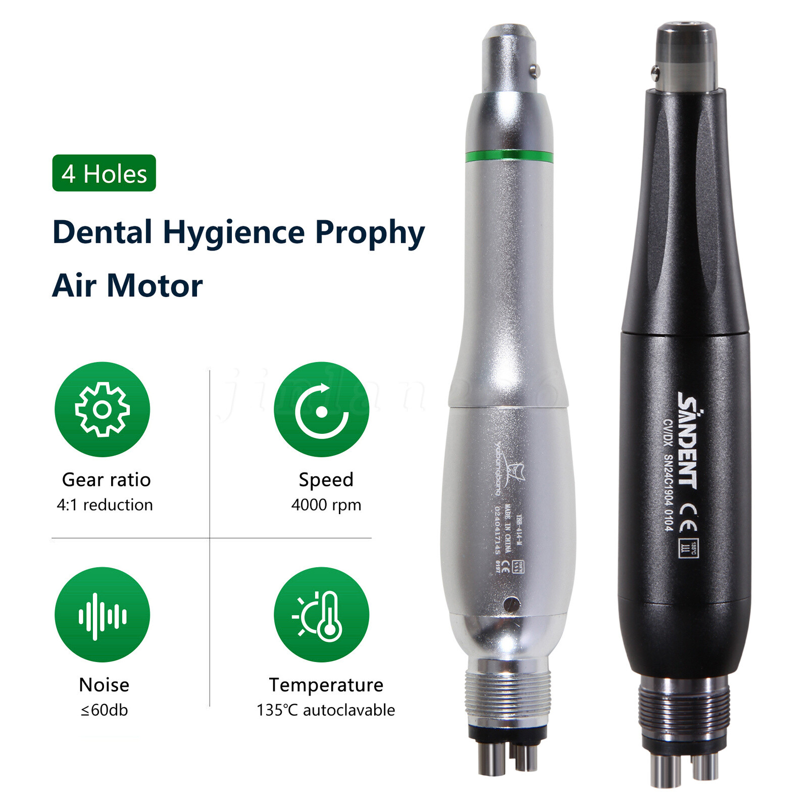 1-10 Dental 4:1 Hygiene Prophy Handpiece Air Motor&Straight NoseCone 360° Swivel