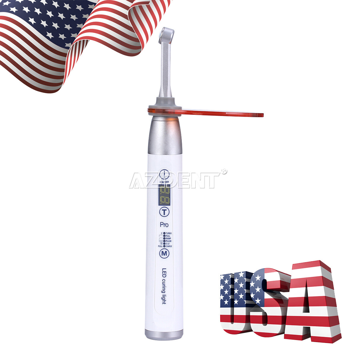 AZDENT Dental Wireless LED Curing Light Lamp 1 Sec Curing Wide Spectrum 1800mw