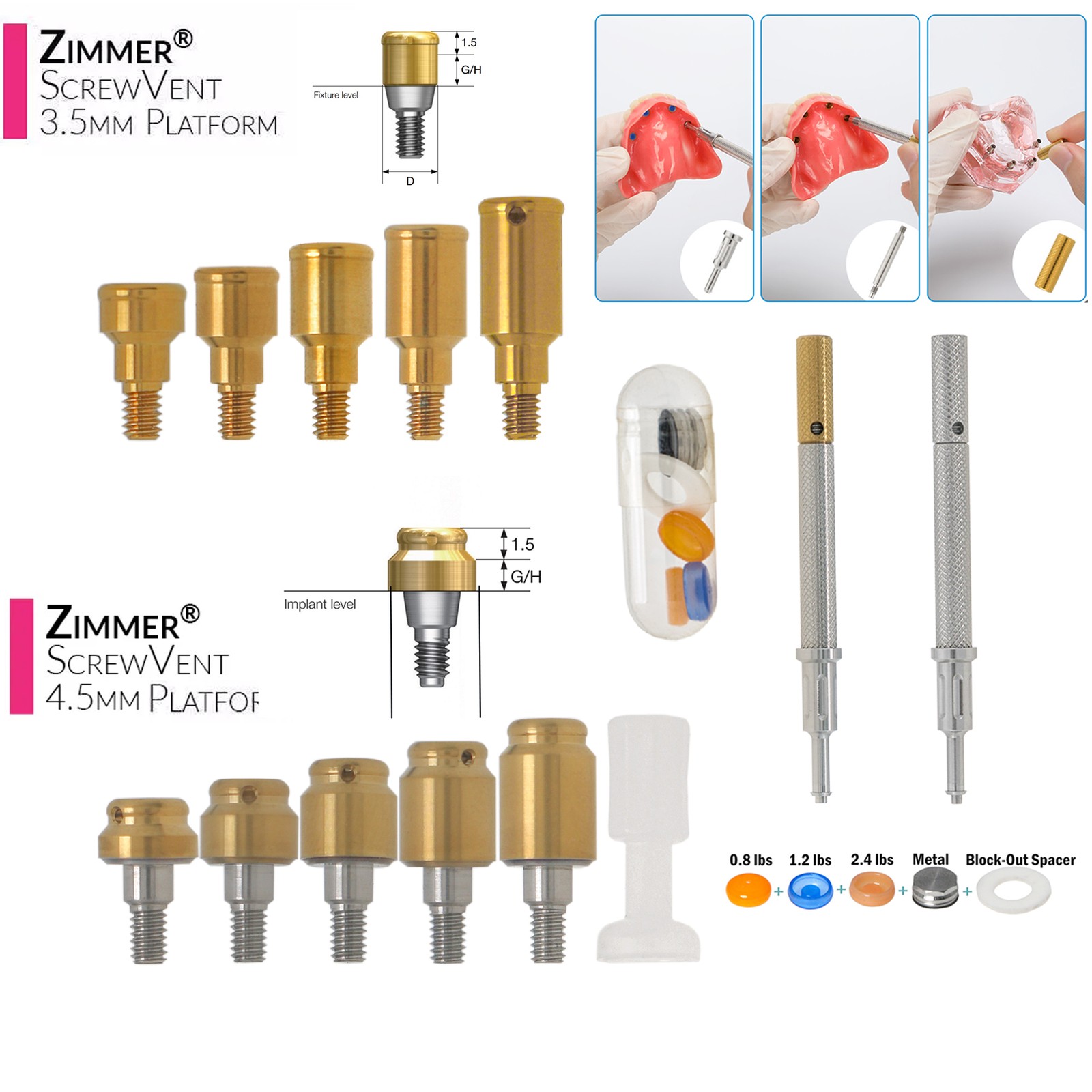 US Ship Locator Abutment Male Caps Inserts Compatible Hiossen Nobel Zimmer TSV
