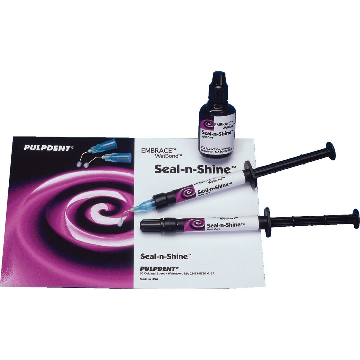 Pulpdent Dental Embrace Seal N Shine Bottle Kit 6ML w/ Brush tips + handle EMSNS