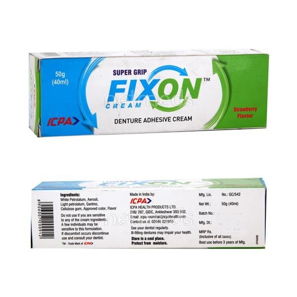 Fixon Super Grip (Strawberry Flavour) Denture Adhesive Cream 50g (Free Ship)