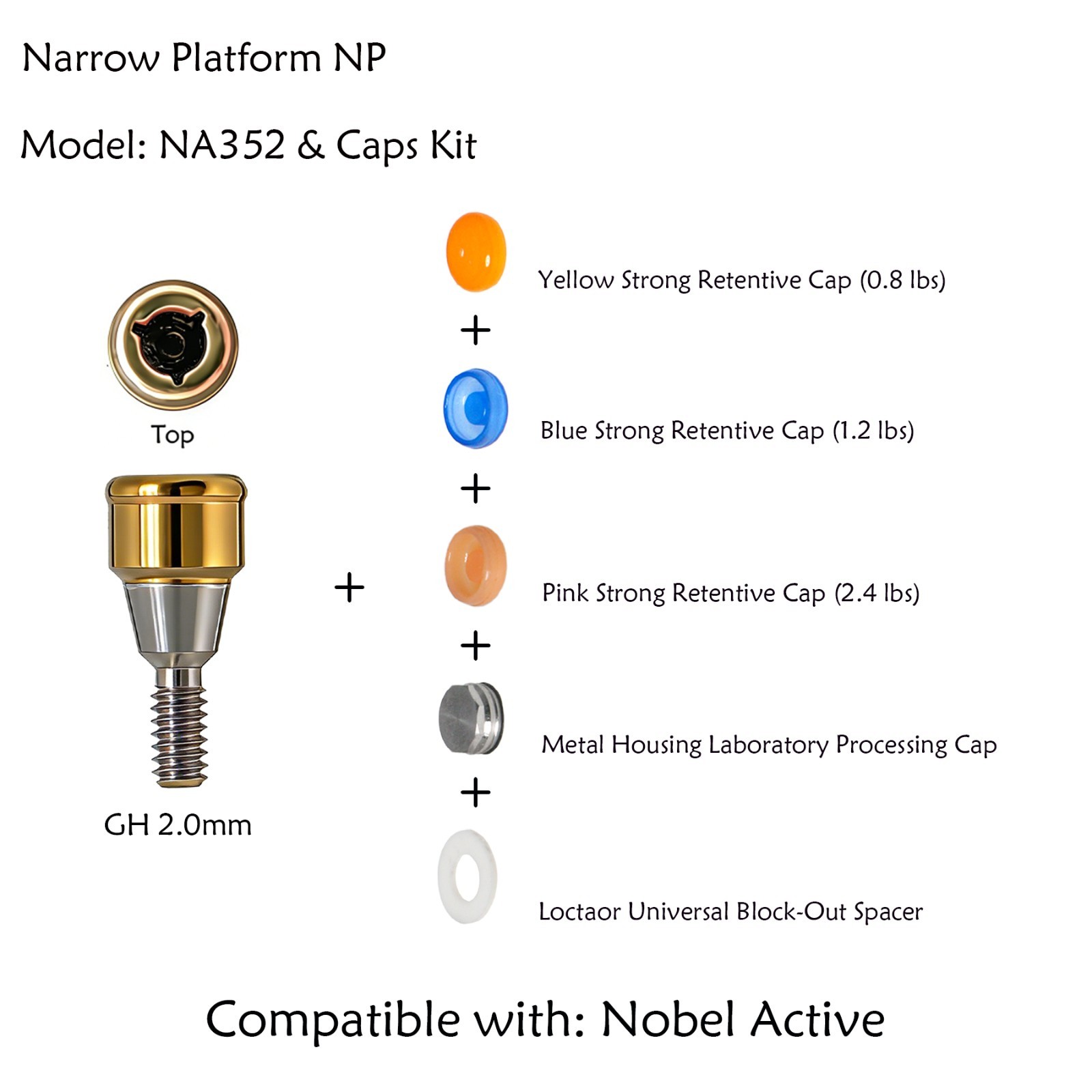 Zest Locator Anchor Abutment for NOBEL NobelActive Conical Connection NP 1-5mmGH