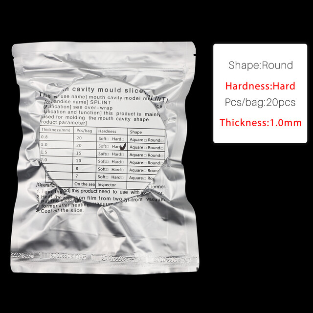Dental Lab Thermoforming Material Round Hard Vacuum Forming Splint Sheet 1.0mm