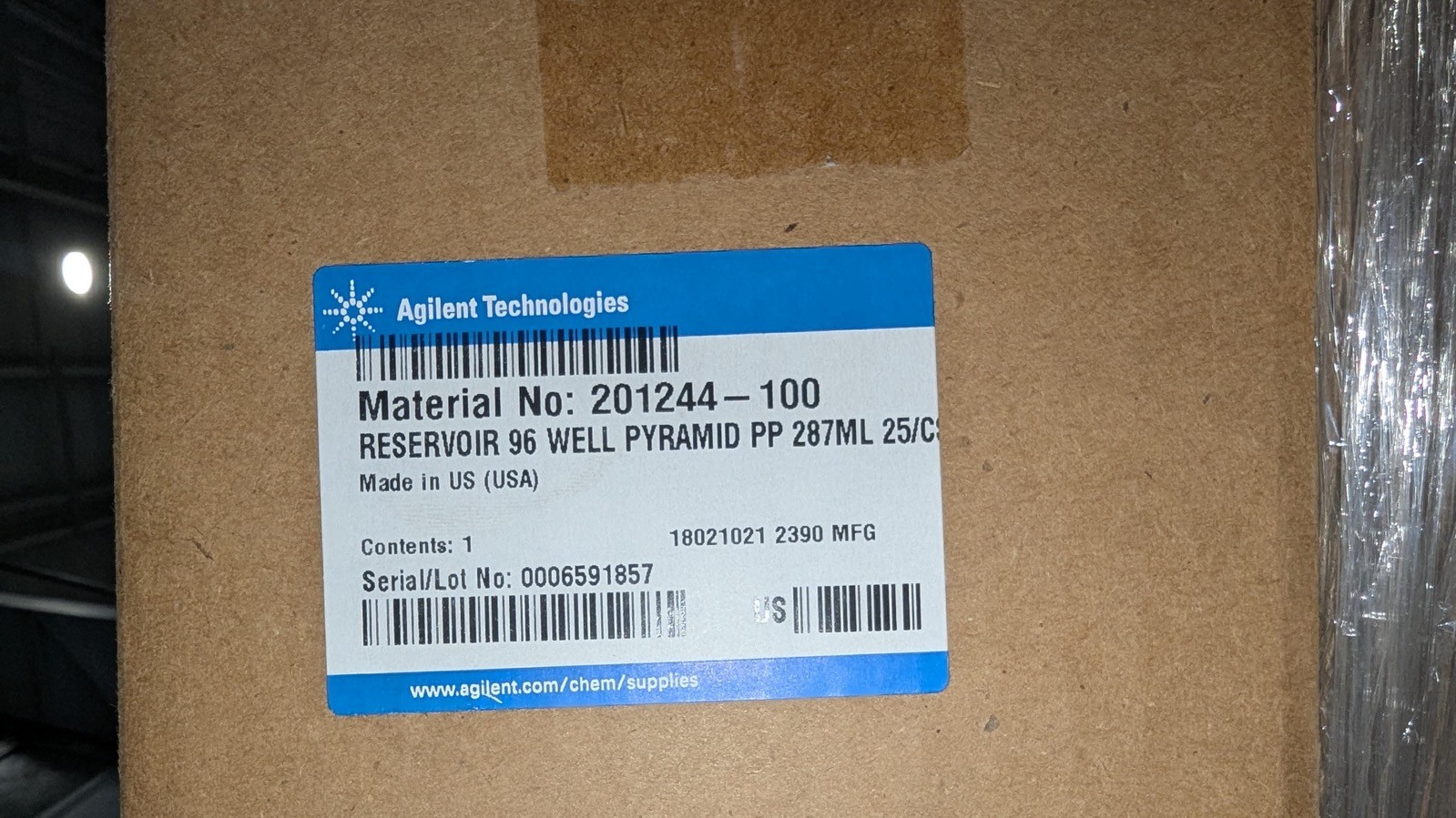 Agilent Technologies 201244-100 Reservior 96 Well Pyramid PP 287mm 25/CS