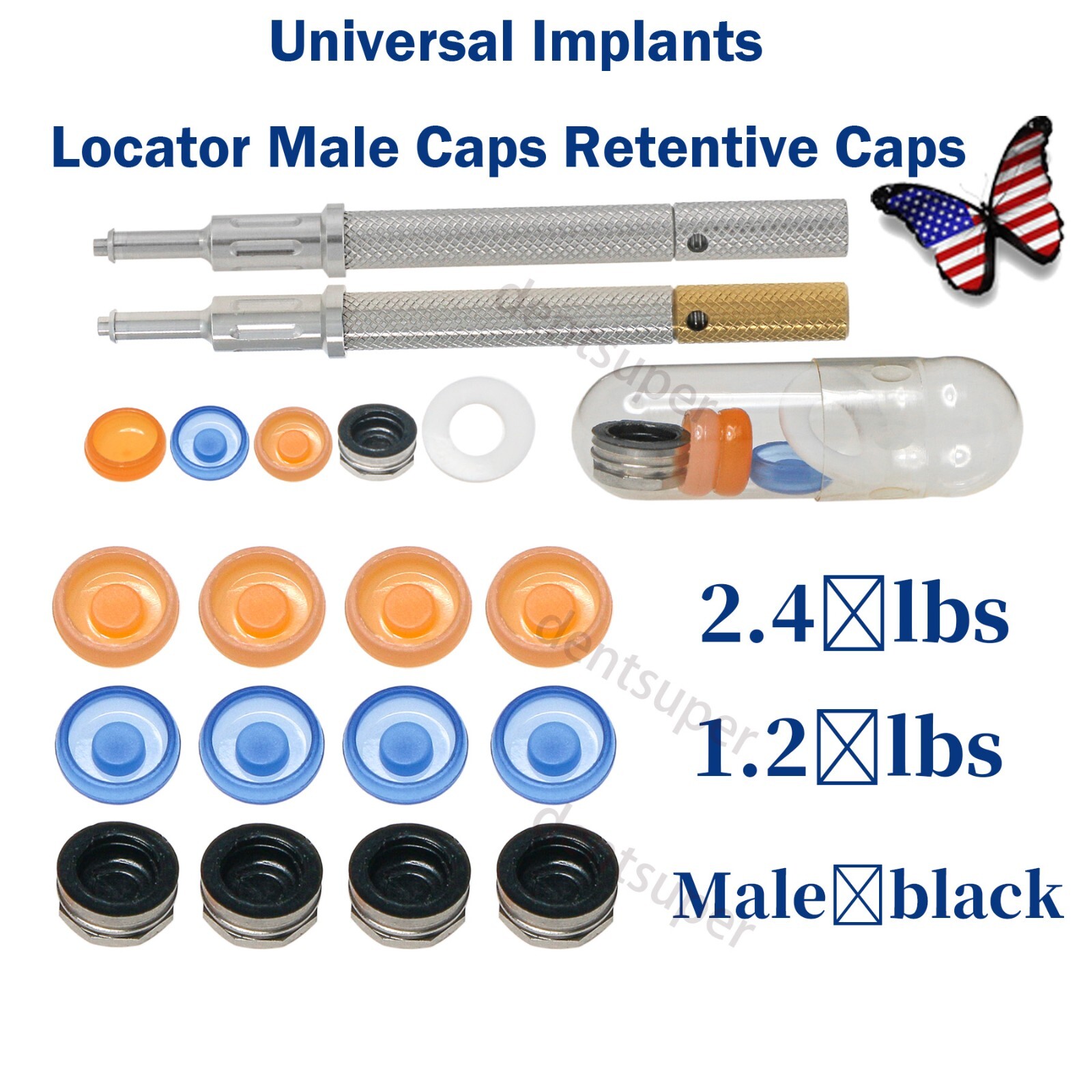 US Implant Overdenture Male Cap Insertion Fit Locator 1.2/2.4lbs Extraction Tool