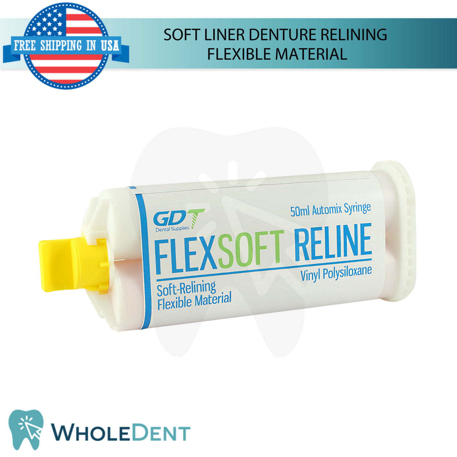 1X Dental GDT Supplies Flex Soft Reline Denture 50ml With Primer 10ml Set