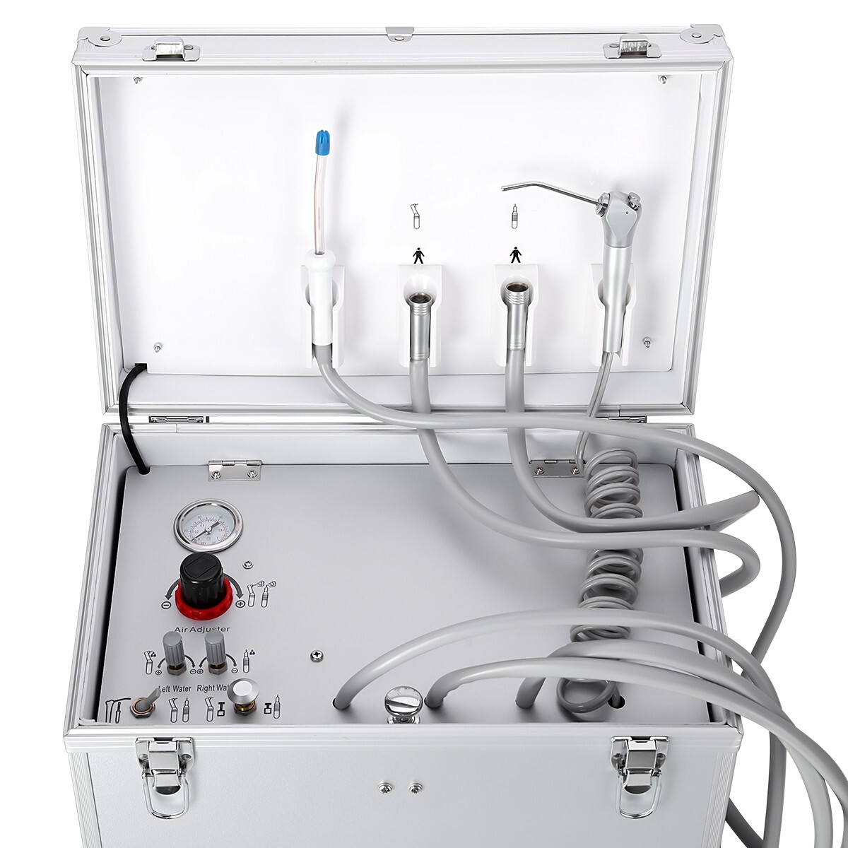 Unidad Dental Portátil 4 Orificios con Compresor y Sistema de Succión 3 Vías