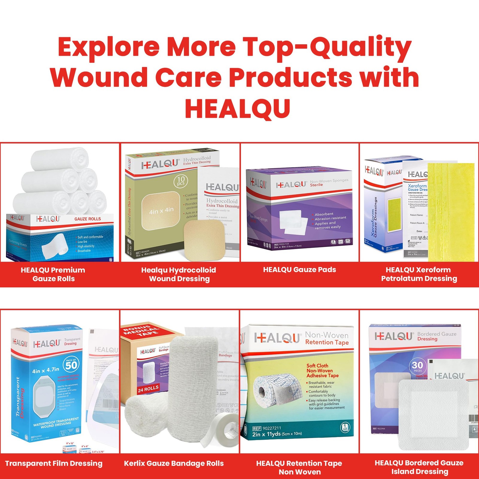 HEALQU 1000 Gauze Pads 2×2 – Soft Non-Woven 2×2″ (1000 Multi Pack), White