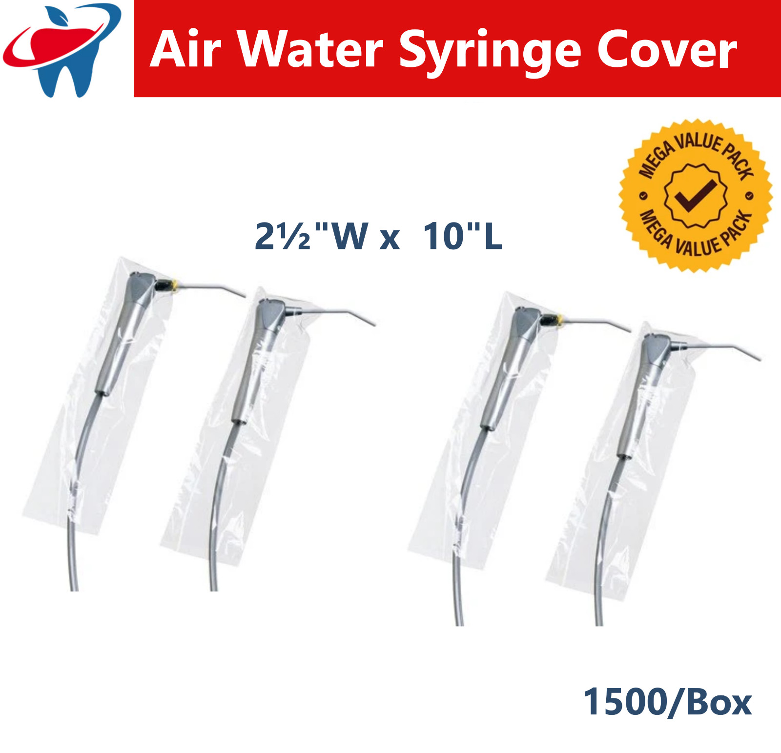 Dental Air Water Syringe Cover Universal Handpiece Cover Barrier Sleeve, 1500/Bx