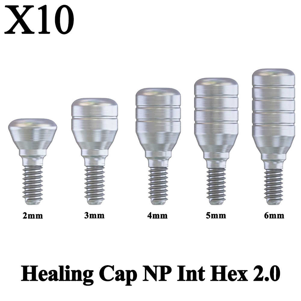 10pcs Dental Healing Cap Slim NP Ø3.5mm Int Hex 2.0mm Connection Titanium