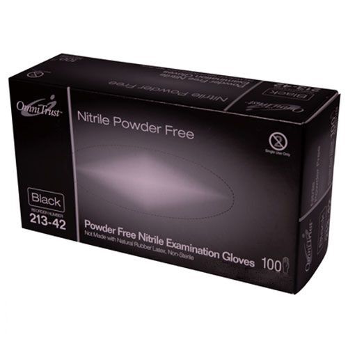 OmniTrust Nitrile Exam Gloves, Black – Medium 100/bx. Powder Free