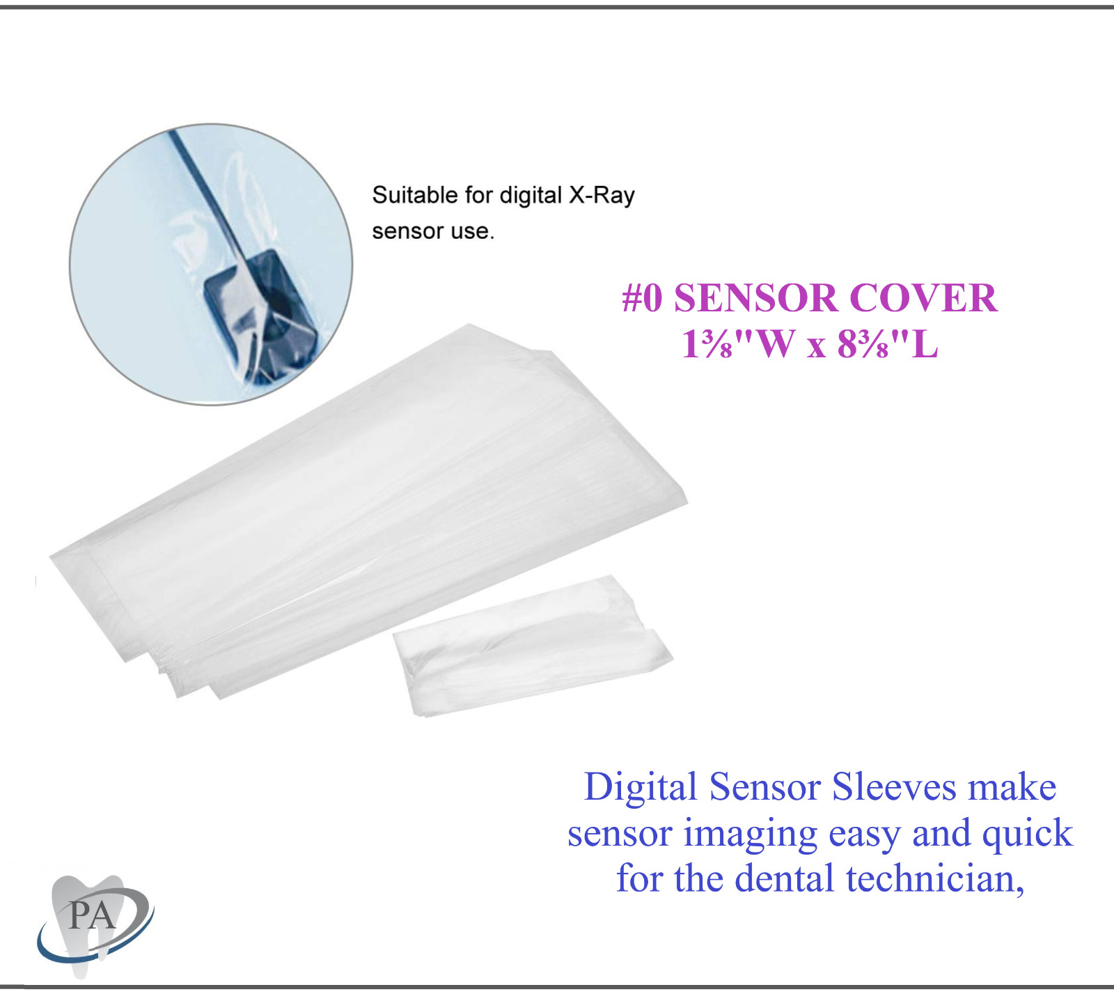 500 Dental Digital X-Ray Sensor Cover #2 or #0 Sleeves, 500/Bx, Sensor Sleeve