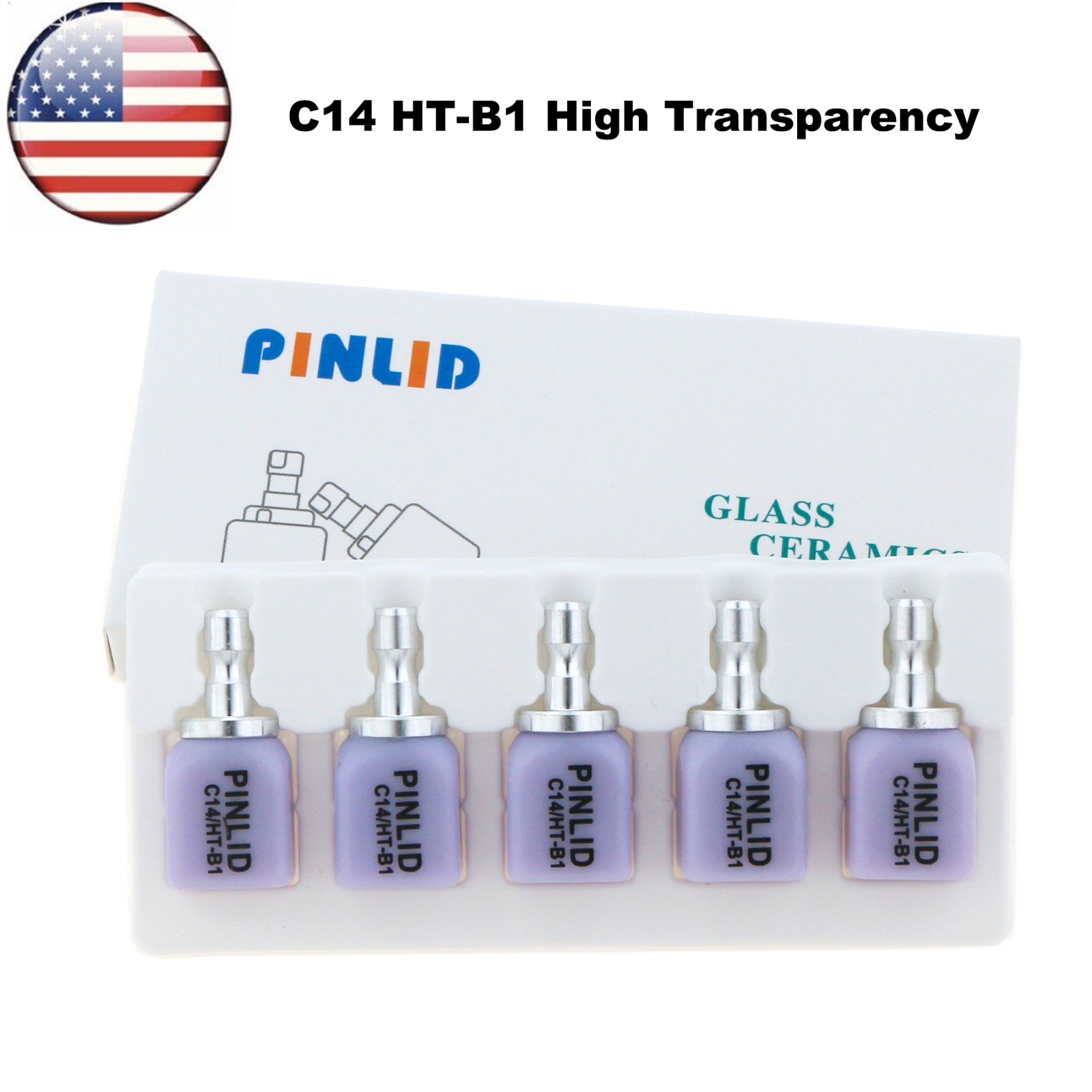 US C14 HT Dental Glass Ceramic Lithium Disilicate Blocks CEREC CAD CAM Block