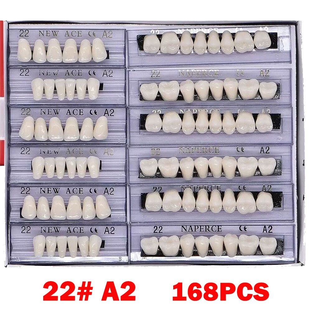 168Pcs Acrylic Resin Denture #22 Dental Upper Lower Shade A2 Teeth Set 22# A2 US