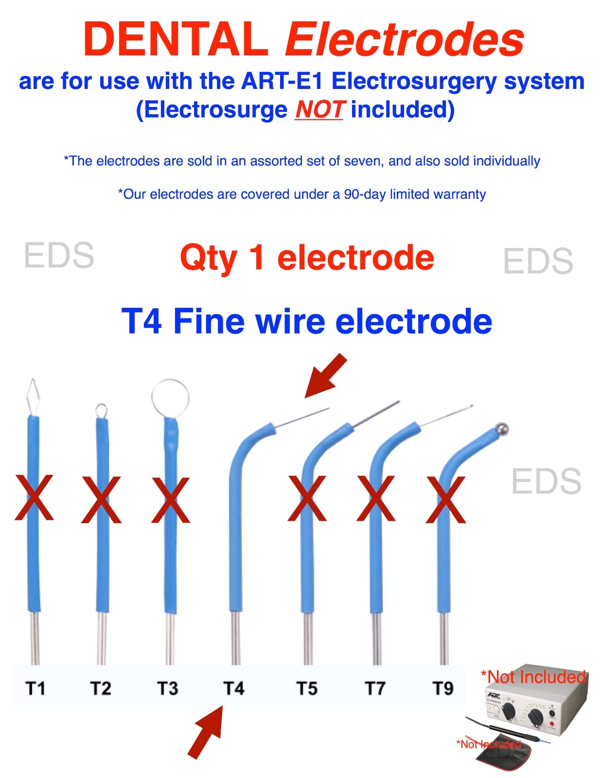 Bonart 1 ( T4 ) DENTAL Electrode – use with the ART-E1 Electrosurgery system