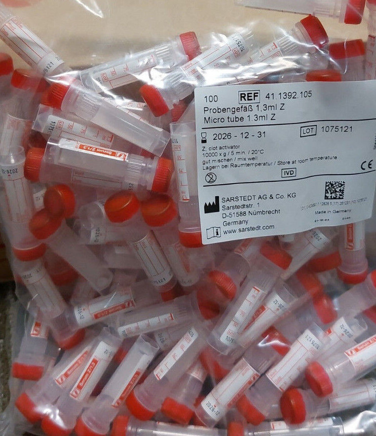 (Multi-Pack) Sarstedt 41.1393.105 Microcentrifuge Tube Microtube 1.3mL Z Red Cap