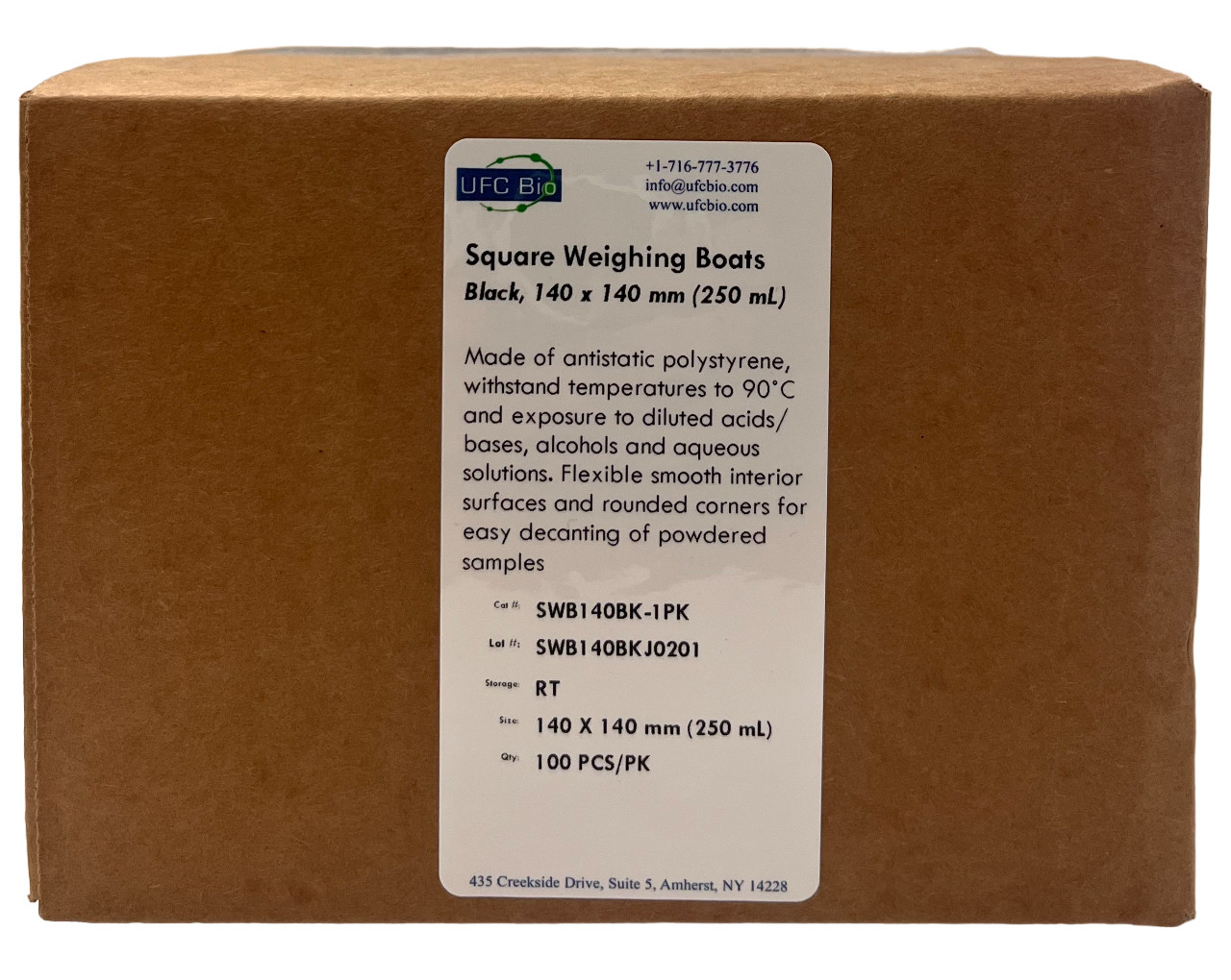 Black Square Antistatic Polystyrene Weighing Boats – 140x140mm (250mL) – 100/PK