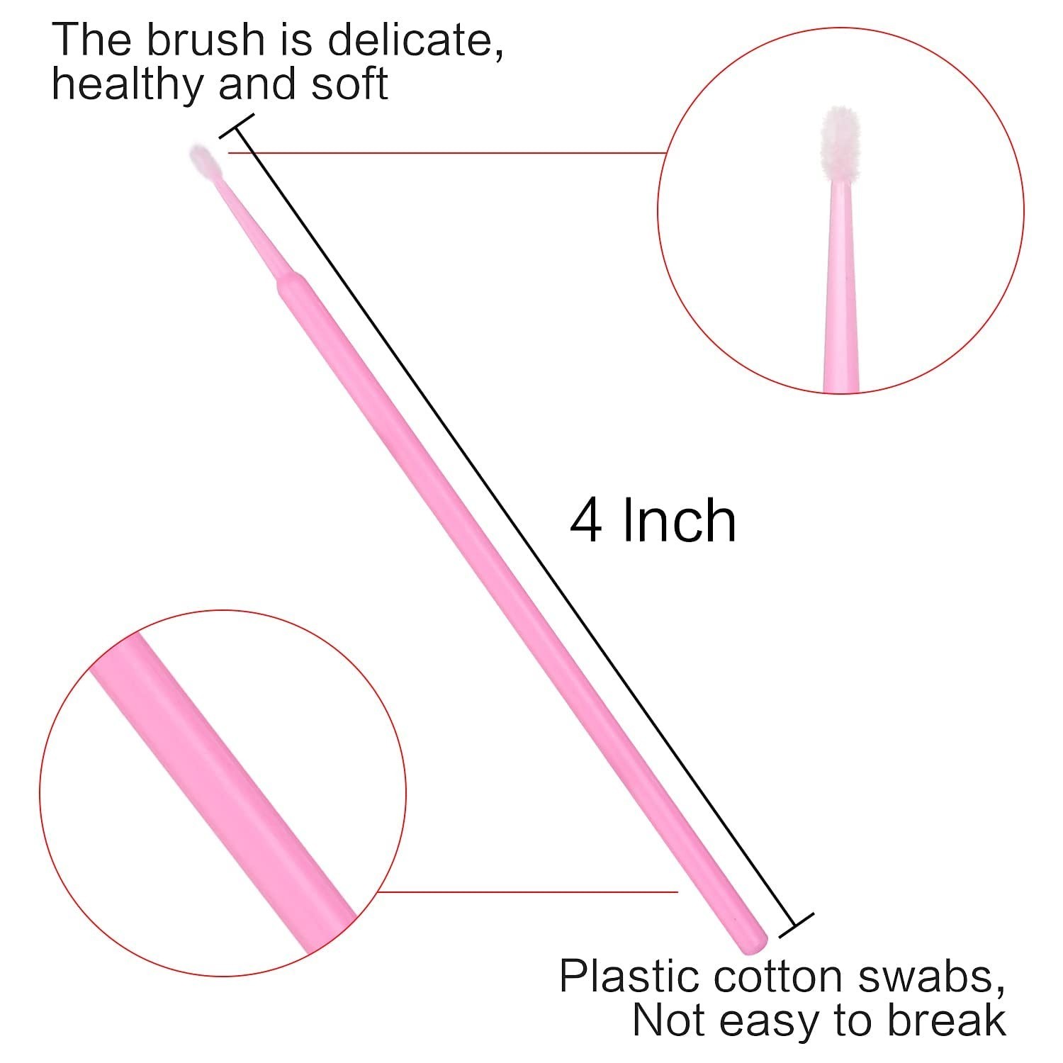 600 PCS Disposable Micro Applicator Brushes for Eyelash Extensions – Pink Ele…